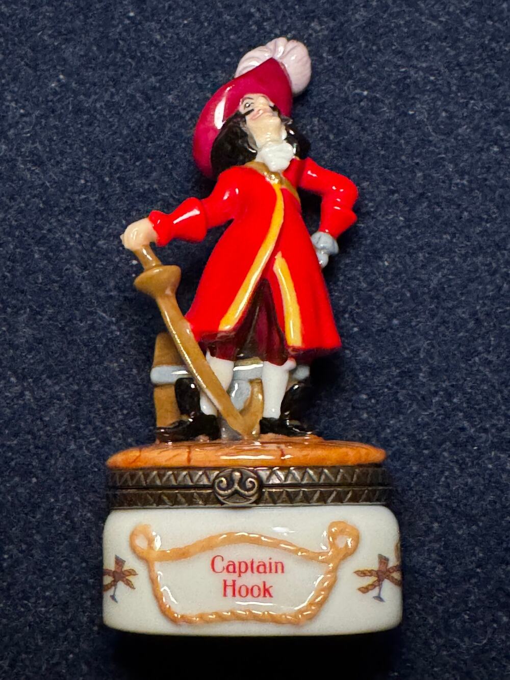 Vintage Disney Captain Hook Trinket Box w/ Looking Glass